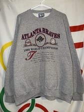 Vintage Lee Sport Atlanta Braves 1995 World Series Sweatshirt Crewneck 90s Gray picture