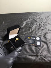 GRA Certified Round White Moissanite Halo 14K Yellow Gold Ring Size 7 picture