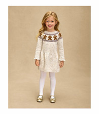 Gymboree Girls Ivory Brown Knit Fair Isle Gingerbread Sweater Dress, Size 12 picture