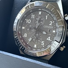 Citizen Nighthawk Sport Casual Mens Chronograph Gray Strap Watch Ca0897-04h picture