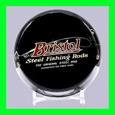Unique Vintage Bristol Steel Fishing Rods Glass Advertising Paperweight - RARE picture