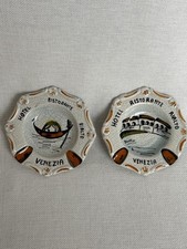 Vintage MCM  Venezia Hotel Ristorante Rialto Ashtrays 4” 2 Pc Set Italy picture