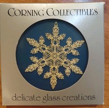 Vintage 1980's Corning Glass Opelle Delicate Glass Creations Snowflake Ornament picture