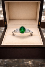 1.60 Ct Natural Emerald Diamond Engagement Ring 14K White Gold Oval Cut Size 8 picture