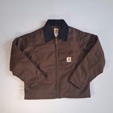 Carhartt Detroit Style Jacket Dark Brown Black Corduroy Collar Small Reworked picture