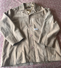 Vintage 70s Tan Suede Leather Car Coat Jacket Romica Mens Size L Beige picture