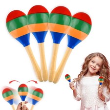 2 Pcs Maracas Hand Percussion Rattles, Colorful Wooden Maracas Rumba Shakers ... picture