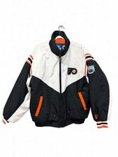 Rare Vintage 90s Philadelphia Flyers Pro Player Jacket Large NHL Puffer Spellout picture