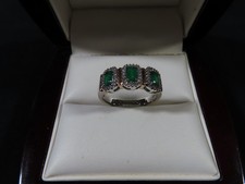Stunning Effy 14k Two Tone Emerald & Diamond Ring, Size 10, Excellent Condition picture