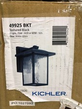 Kichler Capanna 1-Light Black Outdoor Wall Mount Sconce Clear Water Glass 13.25