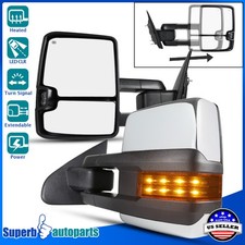 Fits 2014-2018 Sierra Silverado Power Heated Towing Mirrors W/ LED Signal Pair picture