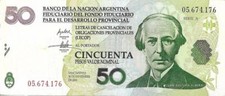 Argentina 50 Pesos P S2755 BANCO DE LA NACIÓN (LECOP) Emergency note, Alberdi VF picture