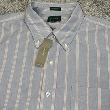 New J Crew Giant Fit Oxford Shirt Mens L Manfred Blue Stripe Button Down Oarsman picture