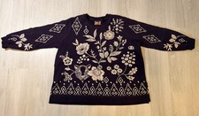 Johnny Was Ivey High  Slit Sweatshirt Purple Embroidered Size 1X picture