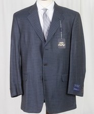 NWT COPPLEY Ermenegildo Zegna Blue & Black Gingham Check Jacket Sport Coat 44 L picture