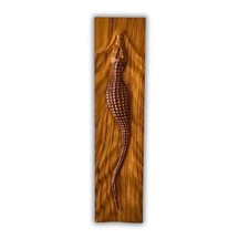 Antique Looking Alligator Crocodile Sculpture - Wall Hanging Wooden Wall Décor picture