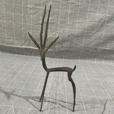 Antique Vintage Solid Brass African Antelope Gazelle Sculpture Statuette  picture