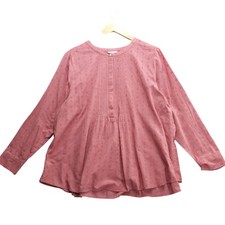 J Jill Pink Petite Embroidered Pintuck Tunic Top Blouse Women's Size L picture