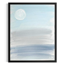 Original Abstract 11x14 Acrylic Seascape Painting Blue Signed Canvas Wall Art picture