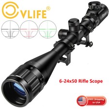 CVLIFE 6-24x50 AOE Rifle Scope Rangefinder Red Green Illuminated+Free 20mm Mount picture
