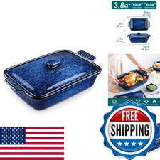 vancasso Starry 3.8 Quart Casserole Dish with Lid 9x13 Blue picture