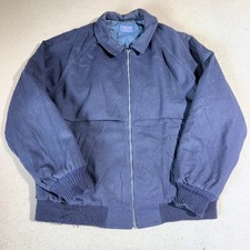 Vintage Pendleton Wool Bomber Jacket Navy Blue Full Zip Made in USA Mens Large picture
