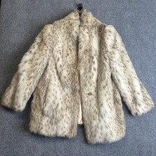 Vintage Jacques Saint Laurent Womens Rabbit Fur Coat Tan Brown Fur Collar Sz picture