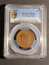 1857 Braided Hair Large Cent PCGS XF40 Large Date N-1 picture