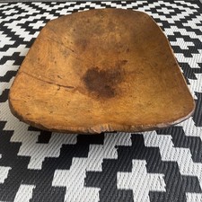 Antique Wooden Dough Bowl Trencher Primitive Hand Carved Bread Trough 23 Inch picture
