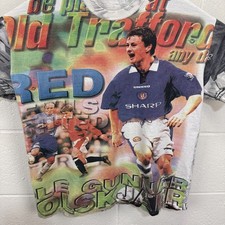 Vintage Ole Gunnar Solskjaer AOP T Shirt Medium Manchester United Rare Soccer picture
