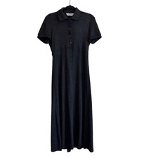 Vintage Y2K Ronni Nicole Size 6 Gray Collared Maxi Knit Dress Short Sleeve picture