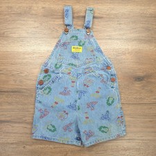 Vintage OshKosh B'gosh Overalls 3T Denim Vestbak 90s Animal Print Shortall USA picture