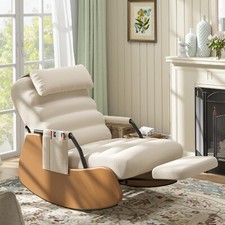 Rocking Chair,Nursery Rocking Chairs with Soft Seat and Headrest Corduroy Fabric picture