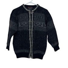 Norwool of Norway Vintage Metal Clasp Cardigan Size M Pure Wool Reindeer Nordic picture