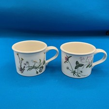 Vintg 2 English Tea Cups Portmeirion Queen's Hidden Garden Daisy Bindweed/Clover picture