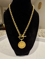 Vintage MMA Arethusa Coin Toggle Necklace 24k Gold Electroplated Mint Condition picture