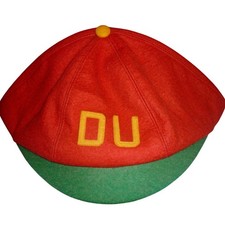 University Denver DU Pioneers Felt Freshman Beanie Cap Hat Crimson Gold Vtg USA picture