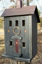 Saltbox , Black , Lighted House , Primitive Birdhouse ,  Primitives , Handmade picture