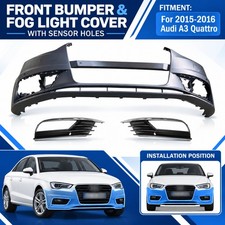 For 2015-2016 Audi A3 Quattro Front Bumper&Fog Light Cover With Sensor Holes picture