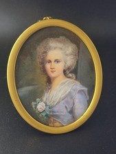 Antique French Portrait Miniature Madame Elisabeth c1890 Signed Gilt Brass Frame picture