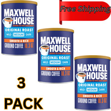 3 PACK - Maxwell House Original Roast Ground Coffee 10.3 oz Canister Medium picture