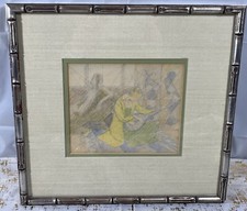 Antique Frederic Victor Poole Framed Drawing Musicians 14”x13” VTG picture