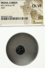 Troas Cebren AE9 4th Century BC Apollo Head of Ram NGC Ch VF picture