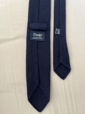 Drake’s Indigo Pure Cashmere Solid Tipped Tie – Navy – 100% Cashmere picture