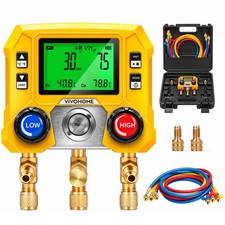 Digital HVAC Manifold Gauge Set, R410A R32 R454B R22 AC Refrigerant Recharge Kit picture