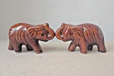 Set of 2 Vintage Style Glazed Ceramic Elephant Figurines picture