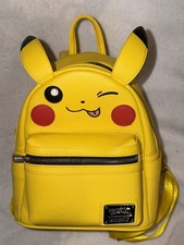 Loungefly Pikachu Mini Backpack Black/Yellow Cute Winky Face =) picture