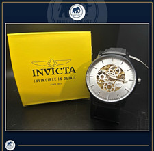 Invicta Objet D’Art 70031 Automatic Skeleton Black Leather Watch New 44.5mm picture