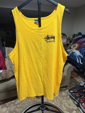 Stüssy Los Angeles Tank Top Yellow Gold Size L Made in Mexico Cut Tag picture