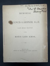 1876 Memorial Francis Gardner Boston Latin School Inscribed Hartwell picture